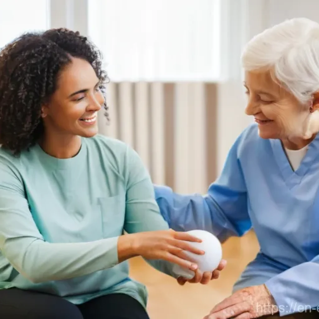 작업치료사의 환자 기록 관리 방법 - **Prompt:** A diverse, professional occupational therapist, mid-30s, with a warm smile, is seated be...
