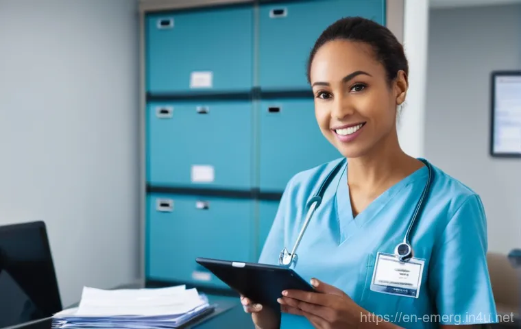 작업치료사의 병원 내 자격 인증 사례 - **Prompt 1: The Eager Occupational Therapist Embarking on Credentialing**
A bright, clean, and m...